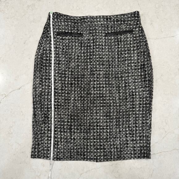 Worthington Black & White Tweed Pencil Skirt Women's 2 Back Slit Preppy Office - Picture 4 of 15